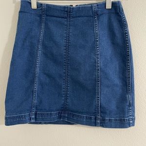 Free People zip up denim skirt